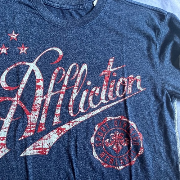 Affliction Men's Dark Blue and Red Graphic Tee - Picture 3 of 6